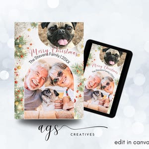 Carte de Noël traditionnelle, Carte de Noël personnalisée, Carte de Noël modifiable, Collage de photos, Carte de photo de Noël, Modèle