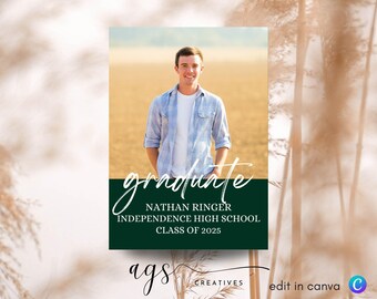 Photo Collage Graduation Party Invitation: Double Sided Announcement (Digital, Printable Template)