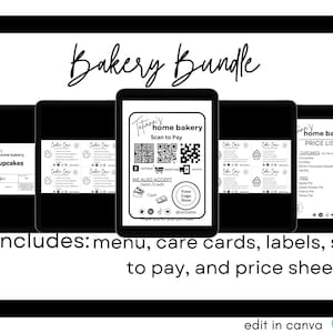 Home bakery, editable baking labels, home bakery supplies, home bakery branding, menu template, ingredient labels, digital bakery supplies