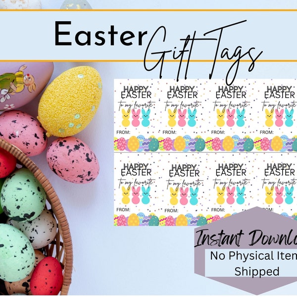 Easter Gift Tag, Peeps Gift Tag, Printable Gift Tags, Digital Download, Easter Gift Tag for Children, Easter Gifts, Bunny Gift tag