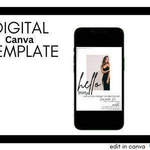 Minimalist Digital Birthday Invitation, Minimalist Digital Evite, Black and White Birthday Invitation, 30th birthday invitation, Simple