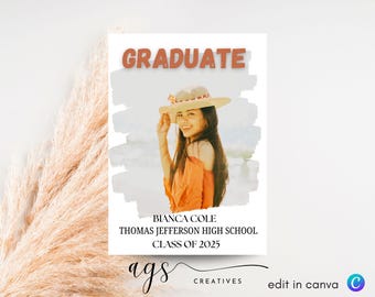 Graduation Photo Collage Invitation: Double Sided Printable Card (Digital)