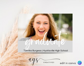 Photo Collage Graduation Announcement: Double Sided Printable Template (Digital)