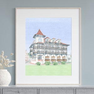 The Pearl Hotel Watercolor Art Print: Rosemary Beach, Florida, 30A