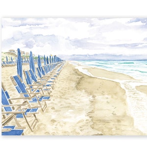 Watercolor Florida Beach &quot;Morning Walk&quot; Watercolor Art Print in Scenic 30A