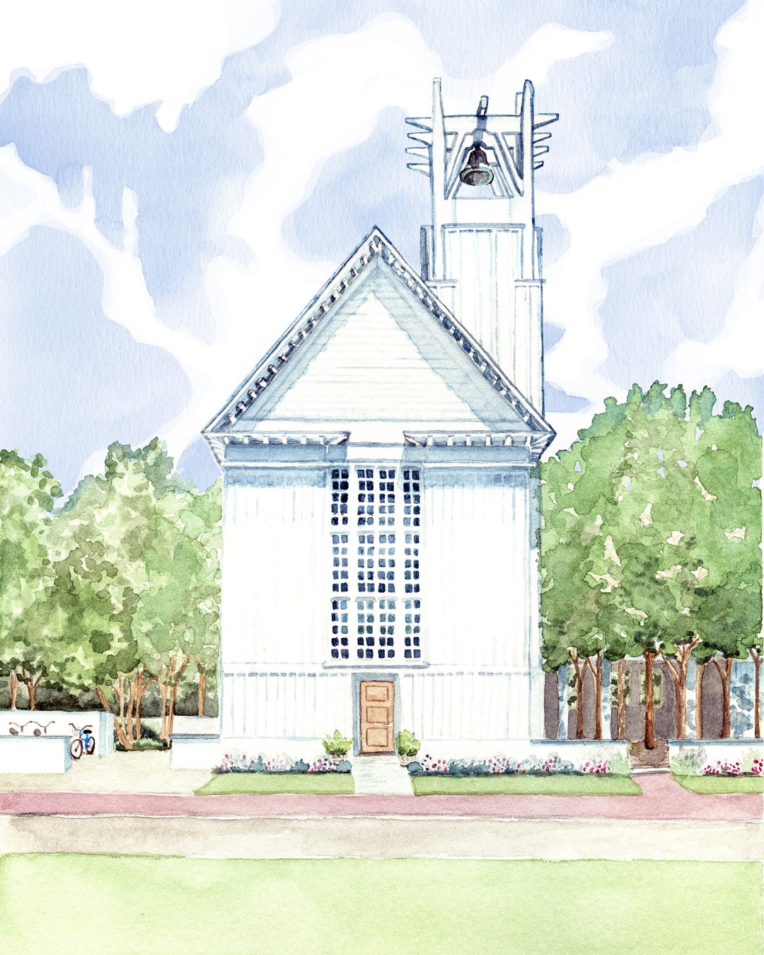 Seaside Chapel Watercolor Art Print Seaside Florida 30A Etsy