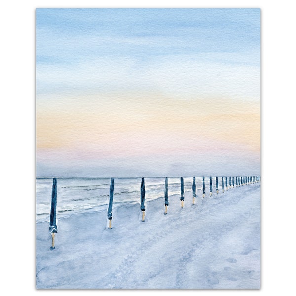 30A "Early Sunrise" | Seaside Florida Beach Art | Watercolor Art Print | 30A Florida | Sunset | Shoreline | Beach House Décor