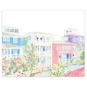 Seaside Florida Watercolor Art Print: 30A Beach House Decor