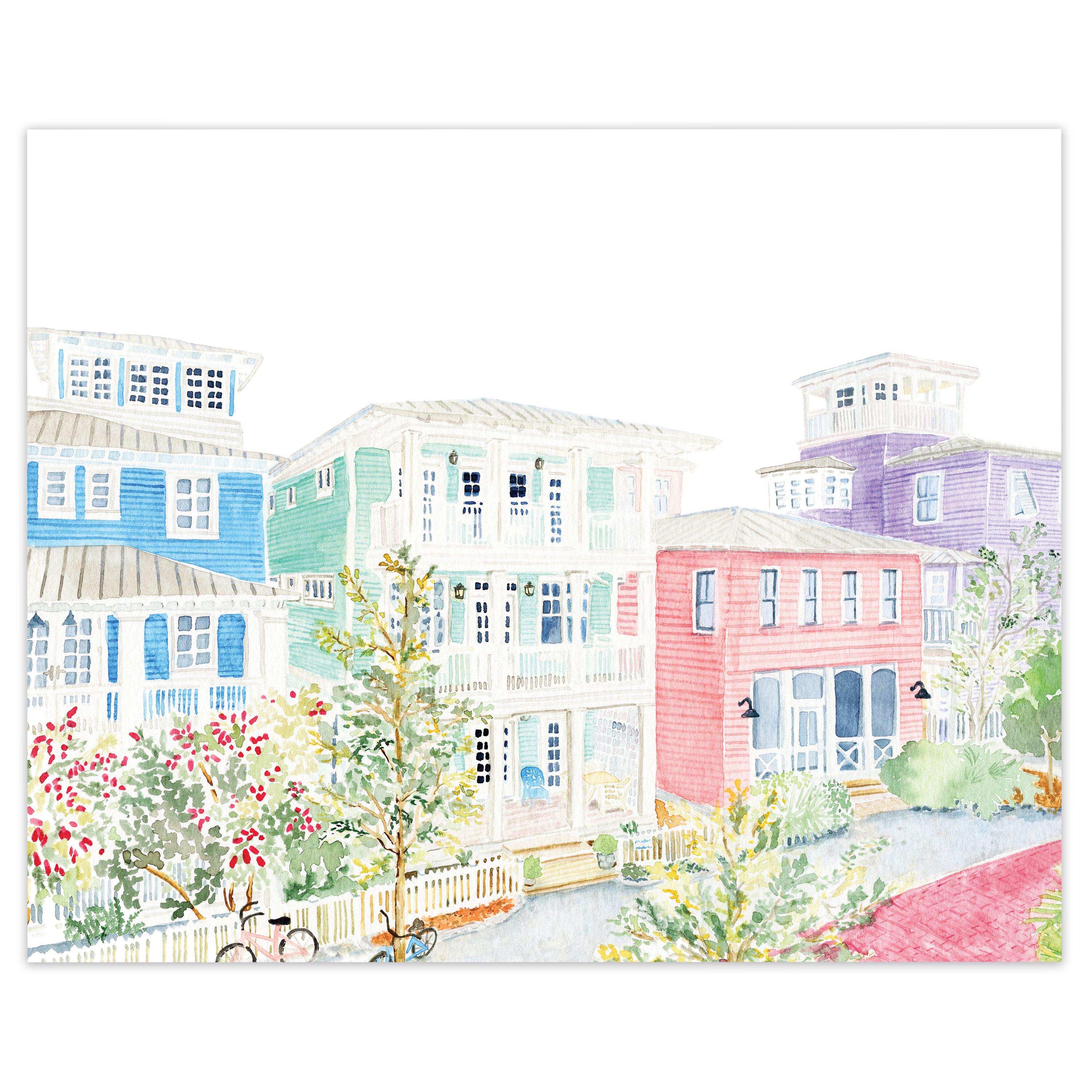 Seaside Florida Watercolor Art Print: 30A Beach House Decor