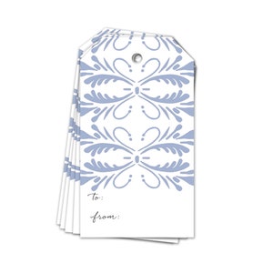 Blue Flourish Watercolor Christmas Gift Tags (Set of 10)