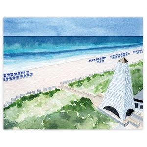Seaside Florida Watercolor Art Print: 30A &quot;Coleman View&quot; Beach House Decor