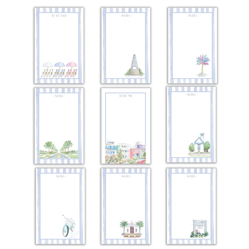 Dear Me 30A Desk Notepad Seaside Neighborhood Watercolor Notepad