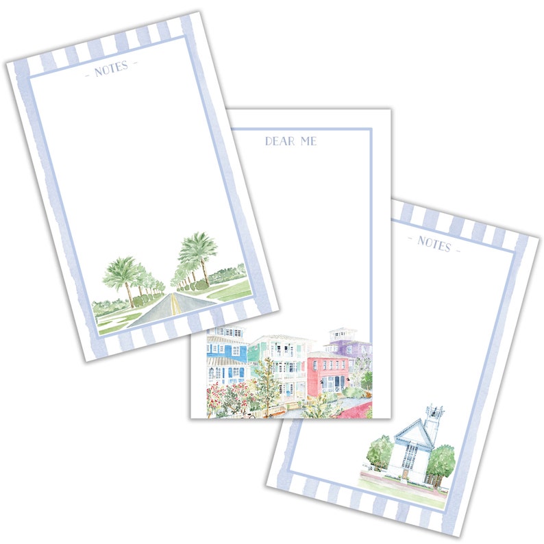 Dear Me 30A Desk Notepad Seaside Neighborhood Watercolor Notepad