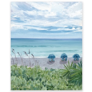 30A Seaside Florida Beach Art Print: Calm Waters Oil Painting, Beach House Decor