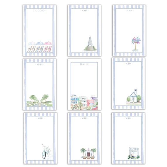 Dear Me 30A Desk Notepad Seaside Neighborhood Watercolor Notepad