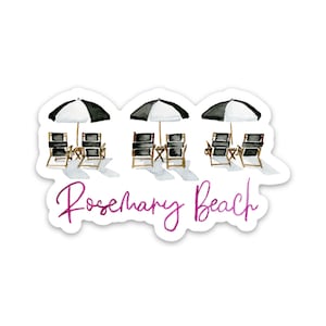 Rosemary Beach Umbrella Watercolor Sticker | 3&quot; x 2&quot; | 30A Sticker