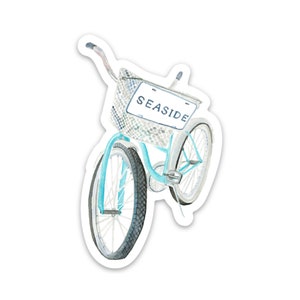 Seaside Bike Watercolor Sticker | 2&quot; x 3&quot; | 30A Sticker