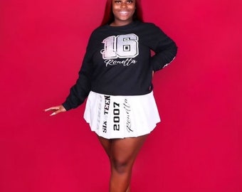 RUSH ORDER) - Custom Sweet 16 outfit - Custom Graduation outfit - Custom Birthday outfit- Custom Skirt Sweatshirt outfit Preppy girl outfit
