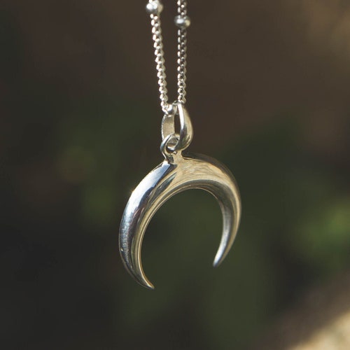 Sterling Silver Crescent Moon Necklace 