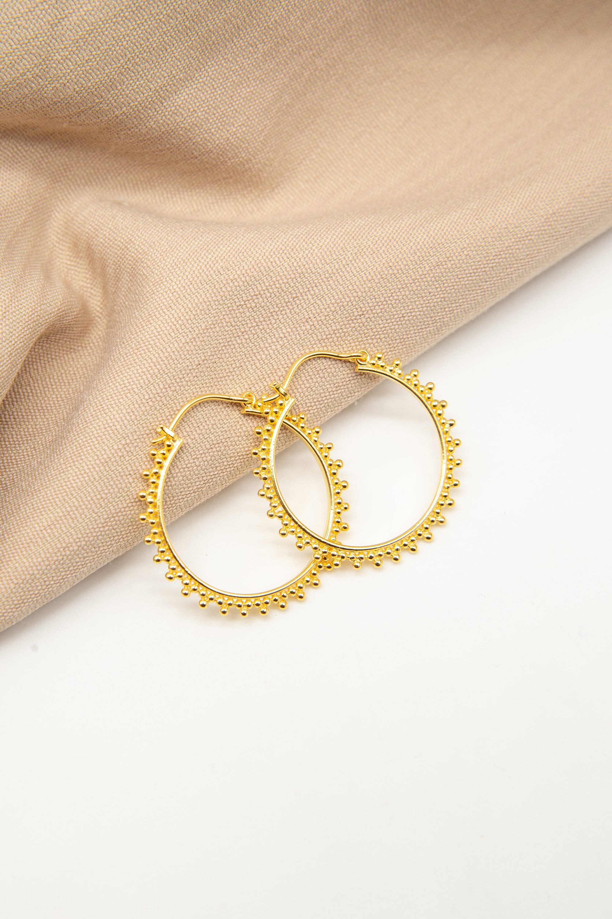 Gold Hoop Earrings 18K Small Boho Hoops Indian Jewellery Small Beaded Hoop Huggie Earring Handmade Festival jewellery Christmas Gift UK