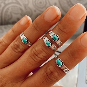 Turquoise Ring, 925 sterling silver, Stacking Ring Dainty Ring, Bohemian Ring, Thumb ring, Christmas Gift for her, Boho Ring, Turquoise Ring