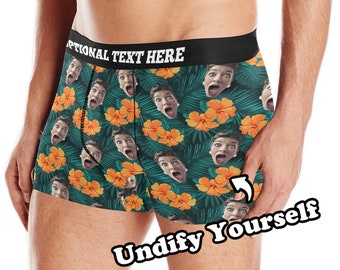 Cuecas Boxer Personalizadas. Seu Rosto em Roupas Íntimas de Design Havaiano. Cuecas Personalizadas Masculinas. Presente Engraçado de Aniversário, Natal, Dia dos Namorados, Feriado.