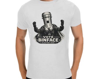 VOTE BINFACE - T-Shirt | Funny Cheap White Tee. Clacton 2026 Count-Binface