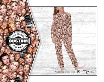 PIJAMAS INFANTIS PERSONALIZADOS (meninos/meninas). Mashup Faces. Conjunto de pijama infantil, Faces All Over. Roupa de dormir personalizada, presente de Natal e aniversário