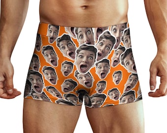 BOXERS PERSONALIZADOS Rostos espalhados aleatoriamente Foto personalizada Boxer Shorts Corações Natal Dia dos Namorados Presente para ele Roupa íntima masculina Cuecas vermelhas