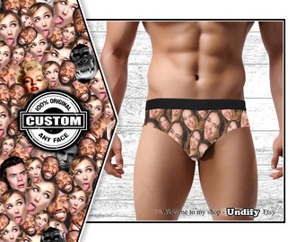 CUSTOM MEN'S BRIEFS. Underpants With Faces All Over. Personalised Underwear Pants For Him. Valentines Christmas Birthday. Boyfriend Husband.