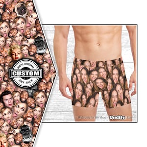 CUSTOM BOXERS (with Secret Pocket). Face Mashup Personalized Photo Boxer Shorts Birthday Christmas Valentine's Gift For Him Underwear Briefs