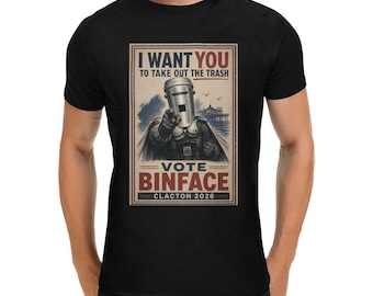 BINFACE - Take Out The Trash T-Shirt | Funny Cheap Black Tee. Clacton Count-Binface