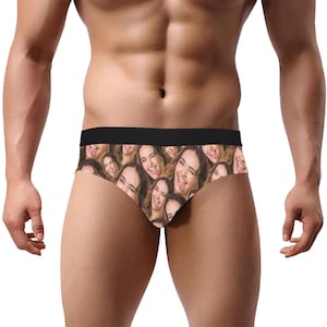 CULOTTES PERSONNALISÉES POUR HOMMES. Slip avec des visages partout. Sous-vêtements pantalons personnalisés pour lui. Anniversaire de Noël de la Saint-Valentin. Petit ami mari.