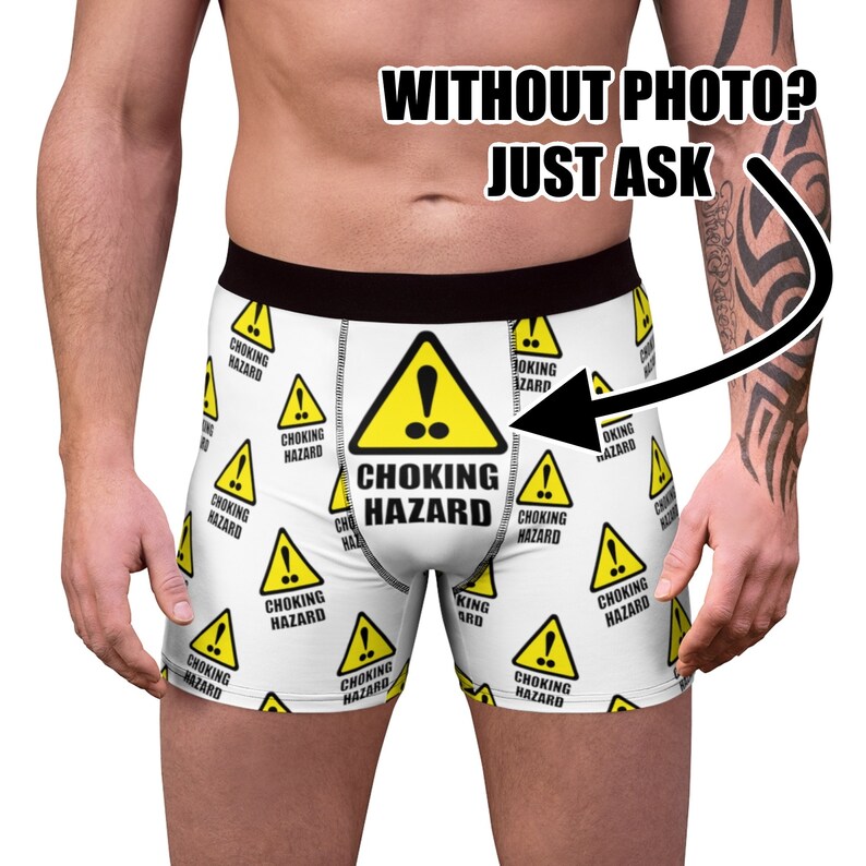 Choking Hazard Your Face On Custom Men/'s Boxer Shorts Warning Sign Underwear Valentines Briefs Undify Yourself Personalized Boxers