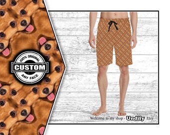 CUSTOM CASUAL SHORTS. Optical Design For Summer Send Your Face Photo I Create Unique Pattern Personalised Caravan Camping Beach Holiday gift