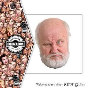 Può includere: Un'illustrazione digitale di un viso maschile con una barba bianca e un'espressione scontrosa. L'immagine è circondata da uno sfondo bianco. Il testo "Welcome to my shop - Undify. Etsy" si trova nella parte inferiore dell'immagine.