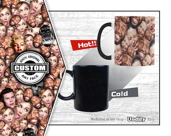 UNDIFY - Caneca Mágica. Xícara de Chá e Café com Foto de Rosto Personalizada. Presente Engraçado Personalizado para Dia dos Pais, Dia das Mães, Aniversário, Natal, Dia dos Namorados, Aniversário