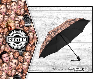 CUSTOM UMBRELLA (anti UV). Face Mashup. Personalized Photo Brolly. Sun Protection. Mother's Day Wife Mum Grandma Birthday Wedding Christmas.