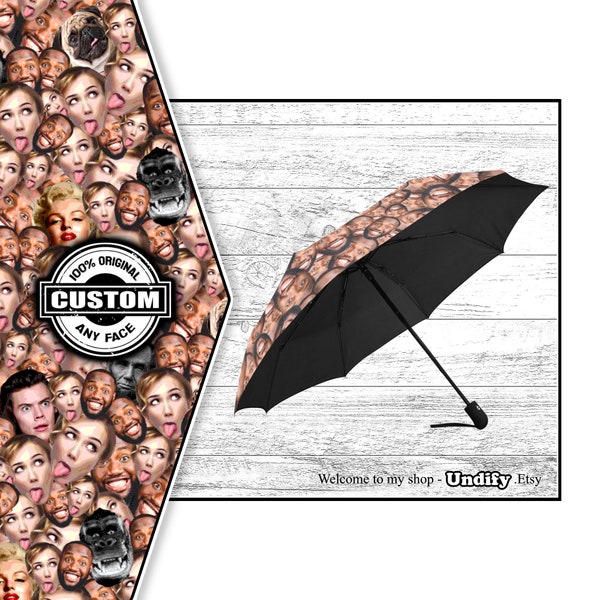 CUSTOM UMBRELLA (anti UV). Face Mashup. Personalized Photo Brolly. Sun Protection. Mother's Day Wife Mum Grandma Birthday Wedding Christmas.