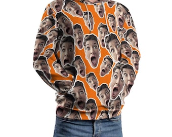MOLETOM COM CAPUZ PERSONALIZADO. Rostos espalhados aleatoriamente, foto de rosto personalizada, moletom com capuz, presente engraçado de aniversário, natal, dia dos namorados, top com capuz