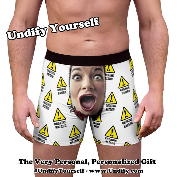 Choking Hazard Your Face On Custom Men/'s Boxer Shorts Warning Sign Underwear Valentines Briefs Undify Yourself Personalized Boxers