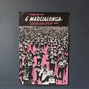 Manifesto originale per 'Marcialonga" 1977, di Fiemme e Fassa, ( Dolomiti - Italia ) Offset, Studio Venturelli, Trento. stampa originale