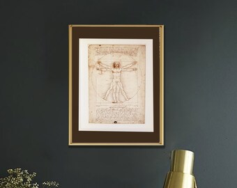 Quadro Su Tela Leonardo Da Vinci – Uomo Vitruviano, Stampa Artistica 40x30 Cm Su Telaio In Legno, Pronto Da Appendere, Fabbricato In Europa