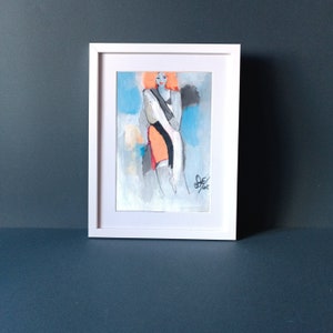 Arte figurativa, dipinto originale eseguito a mano con tecnica mista serie  "eros", eseguito su carta vintage da Antonella Errico