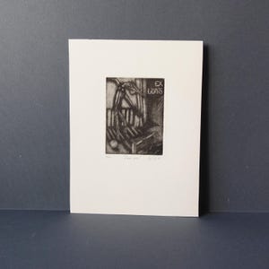 Ex libris su maniera nera del doppio astrale, incisione calcografica su carta 100% cotone firmata e stampata a mano da Pasquale Scognamiglio