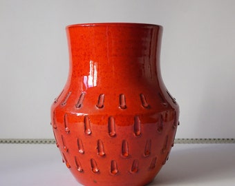 Red Handmade Ceramic Vase from Amalfi – Bitossi Sahara Style – Fratelli Fanciullacci