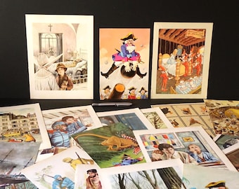 Conjunto de 27 ilustraciones vintage, Blancanieves, novelas y cuentos de hadas, todas en papel original de los años 60.