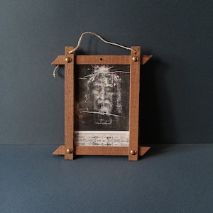Sacred icon of the holy Shroud of Jesus Christ, in wooden frame (70s)