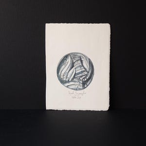 Gemälde vom Sardellenfischen in Neapel, handgemalt auf 100 % Baumwolle, 250 g Amalfi-Papier, handsigniert von Pasquale Scognamiglio