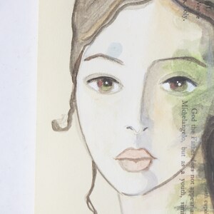 Original Watercolor Portrait on Vintage Book Paper – Handmade Sustainable Art for Wall Decor or Gifts  " Mater nature",  di Antonella Errico
